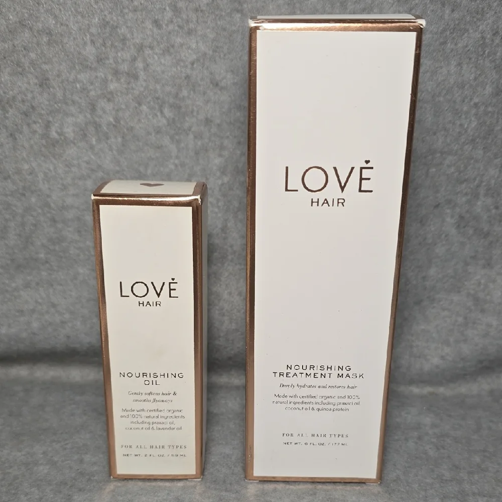 LOVE Hair Nourishing Oil and Treatment Mask Set NIB
